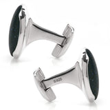 Sterling Silver Classic Round Blue Goldstone Cufflinks - Cufflinks.com - Flyclothing LLC