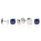 Sterling Silver Classic Formal Lapis 5-Stud Set - Cufflinks.com - Flyclothing LLC