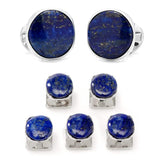 Sterling Silver Classic Formal Lapis 5-Stud Set - Cufflinks.com - Flyclothing LLC