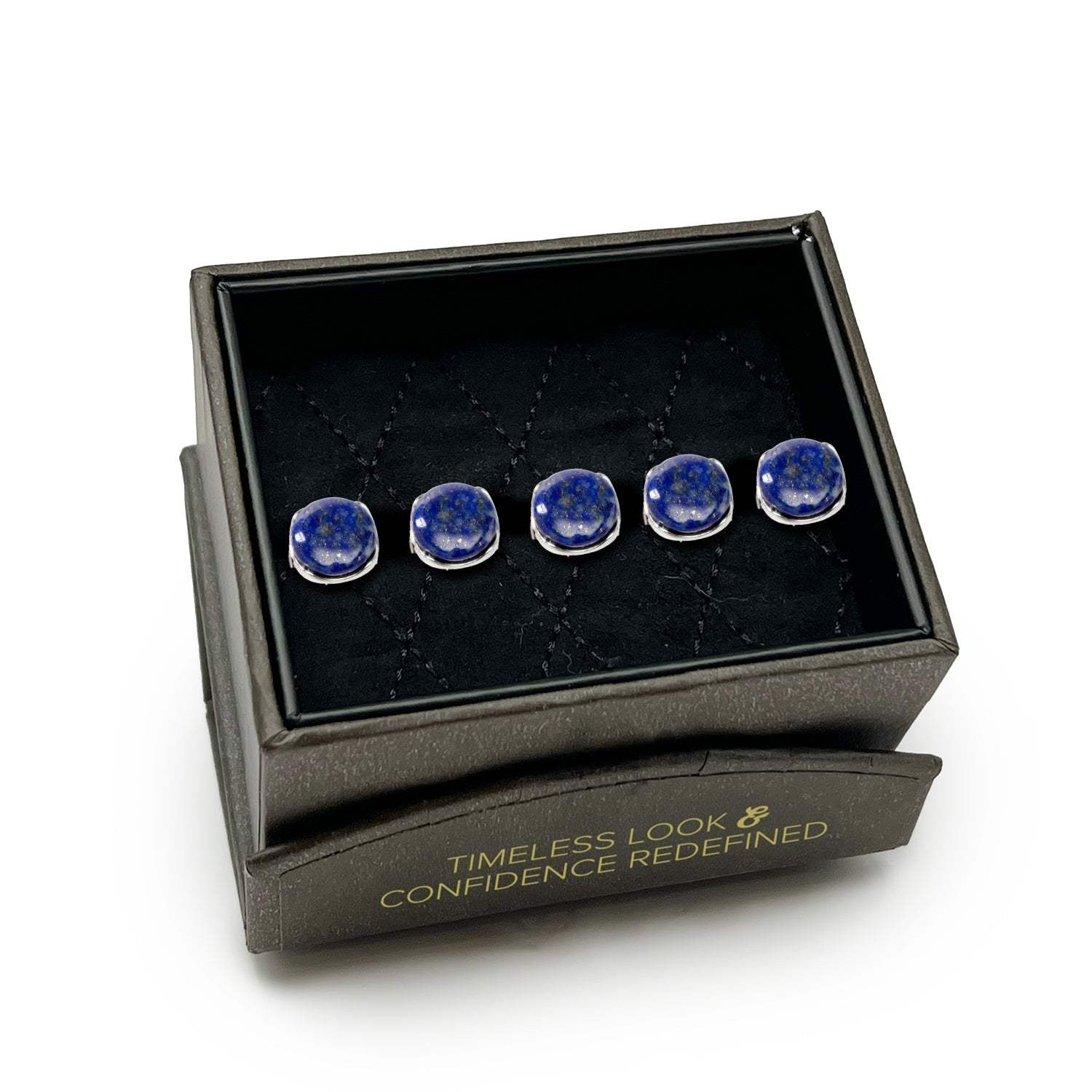 Sterling Silver Classic Formal Lapis 5-Studs - Cufflinks.com - Flyclothing LLC