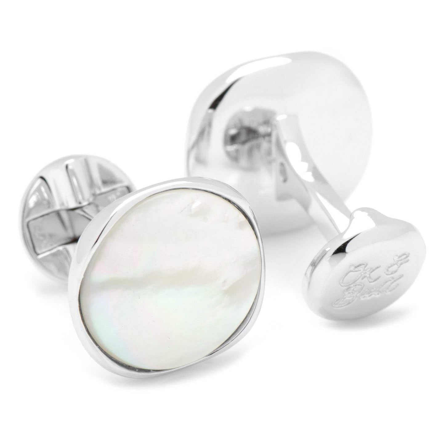 Sterling Silver Classic Formal Mother of Pearl Cufflinks - Cufflinks.com - Flyclothing LLC