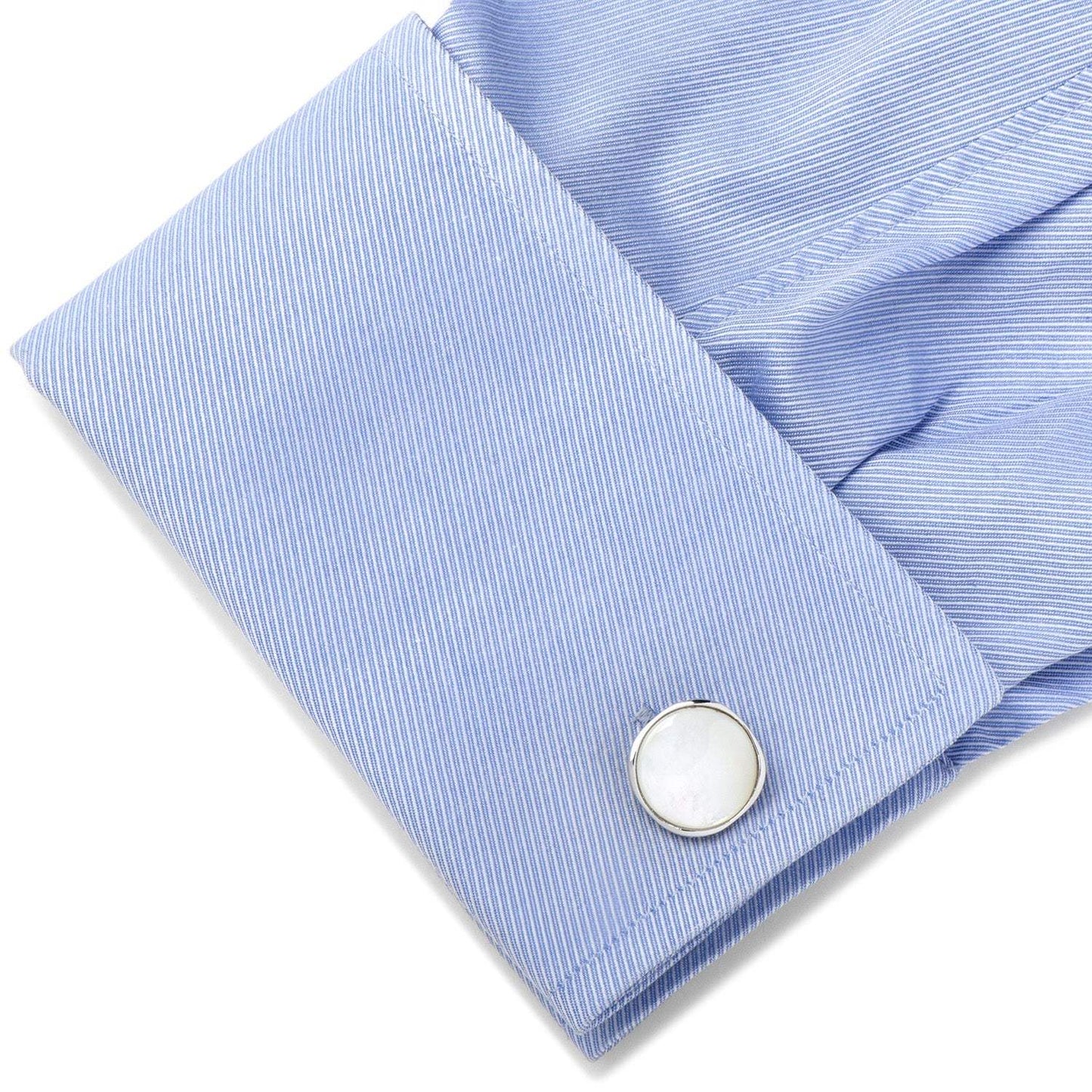 Sterling Silver Classic Formal Mother of Pearl Cufflinks - Cufflinks.com - Flyclothing LLC