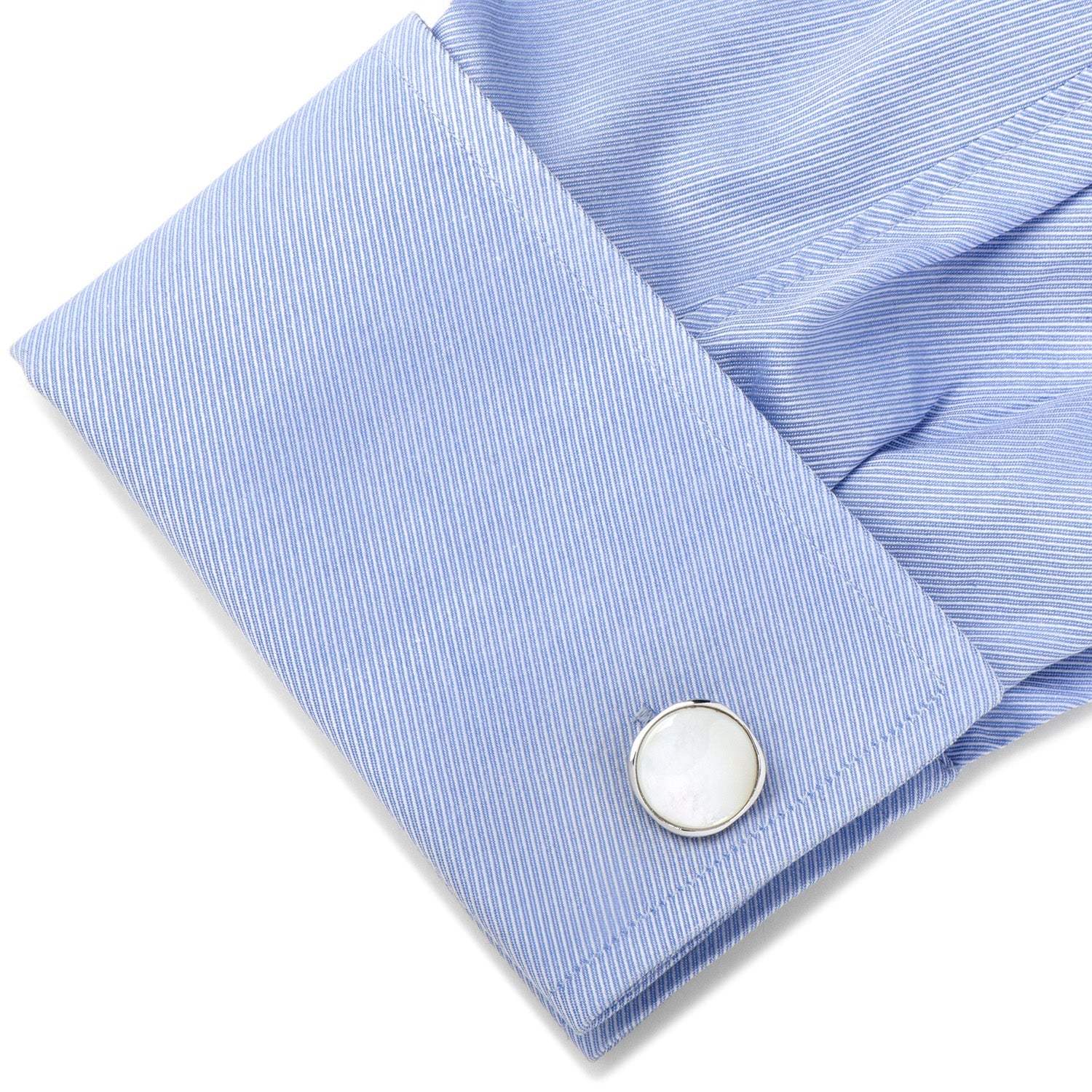 Sterling Silver Classic Formal Mother of Pearl Cufflinks - Cufflinks.com - Flyclothing LLC