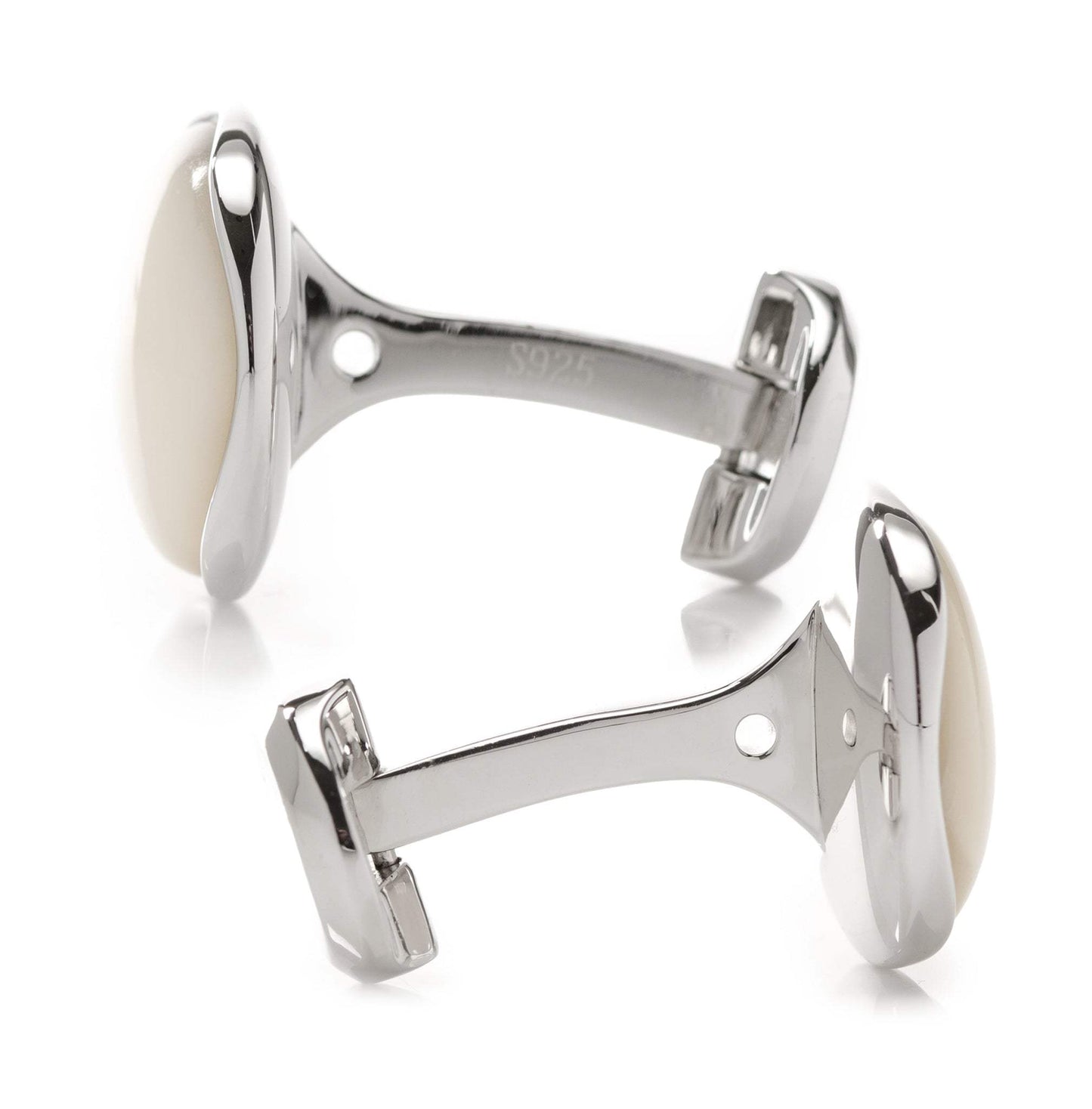Sterling Silver Classic Formal Mother of Pearl Cufflinks - Cufflinks.com - Flyclothing LLC