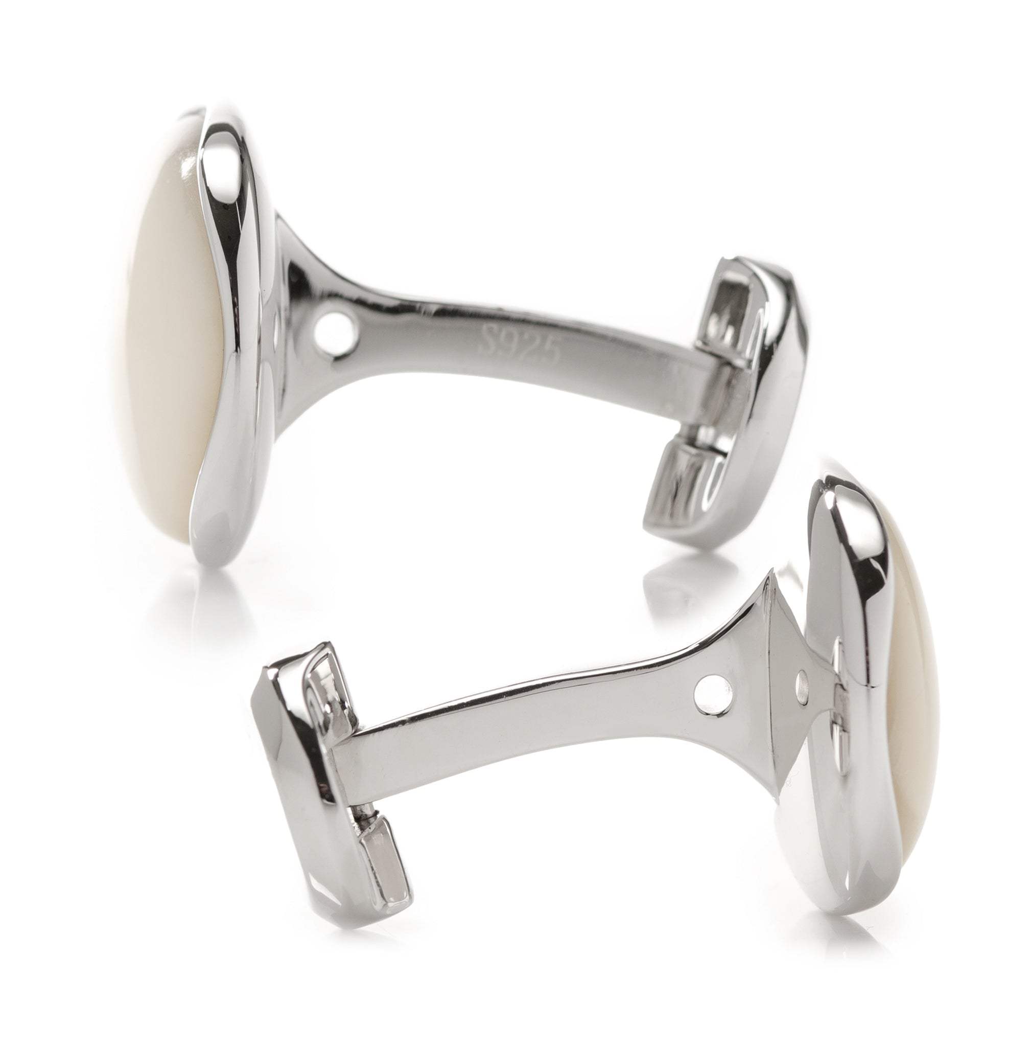 Sterling Silver Classic Formal Mother of Pearl Cufflinks - Cufflinks.com - Flyclothing LLC
