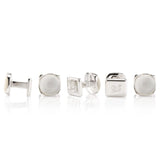 Sterling Silver Classic Formal Mother of Pearl 5-Stud Set - Cufflinks.com - Flyclothing LLC
