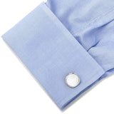 Sterling Silver Classic Formal Mother of Pearl 5-Stud Set - Cufflinks.com - Flyclothing LLC