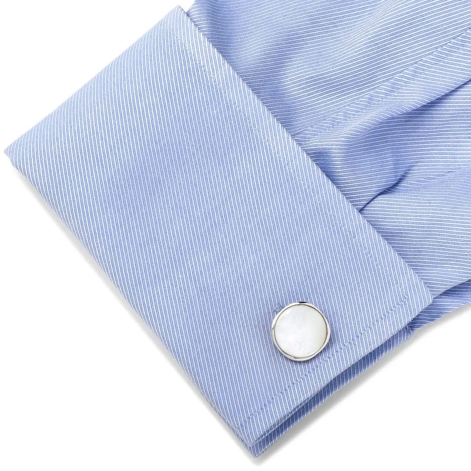 Sterling Silver Classic Formal Mother of Pearl 5-Stud Set - Cufflinks.com - Flyclothing LLC