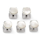 Sterling Silver Classic Formal Mother of Pearl 5-Stud Set - Cufflinks.com - Flyclothing LLC