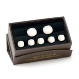 Sterling Silver Classic Formal Mother of Pearl 5-Stud Set - Cufflinks.com - Flyclothing LLC