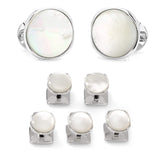 Sterling Silver Classic Formal Mother of Pearl 5-Stud Set - Cufflinks.com - Flyclothing LLC