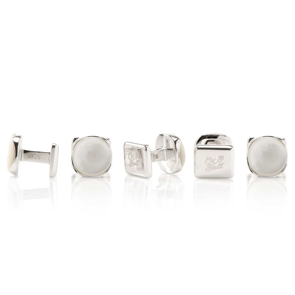 Sterling Silver Classic Formal Mother of Pearl 5-Studs - Cufflinks.com - Flyclothing LLC