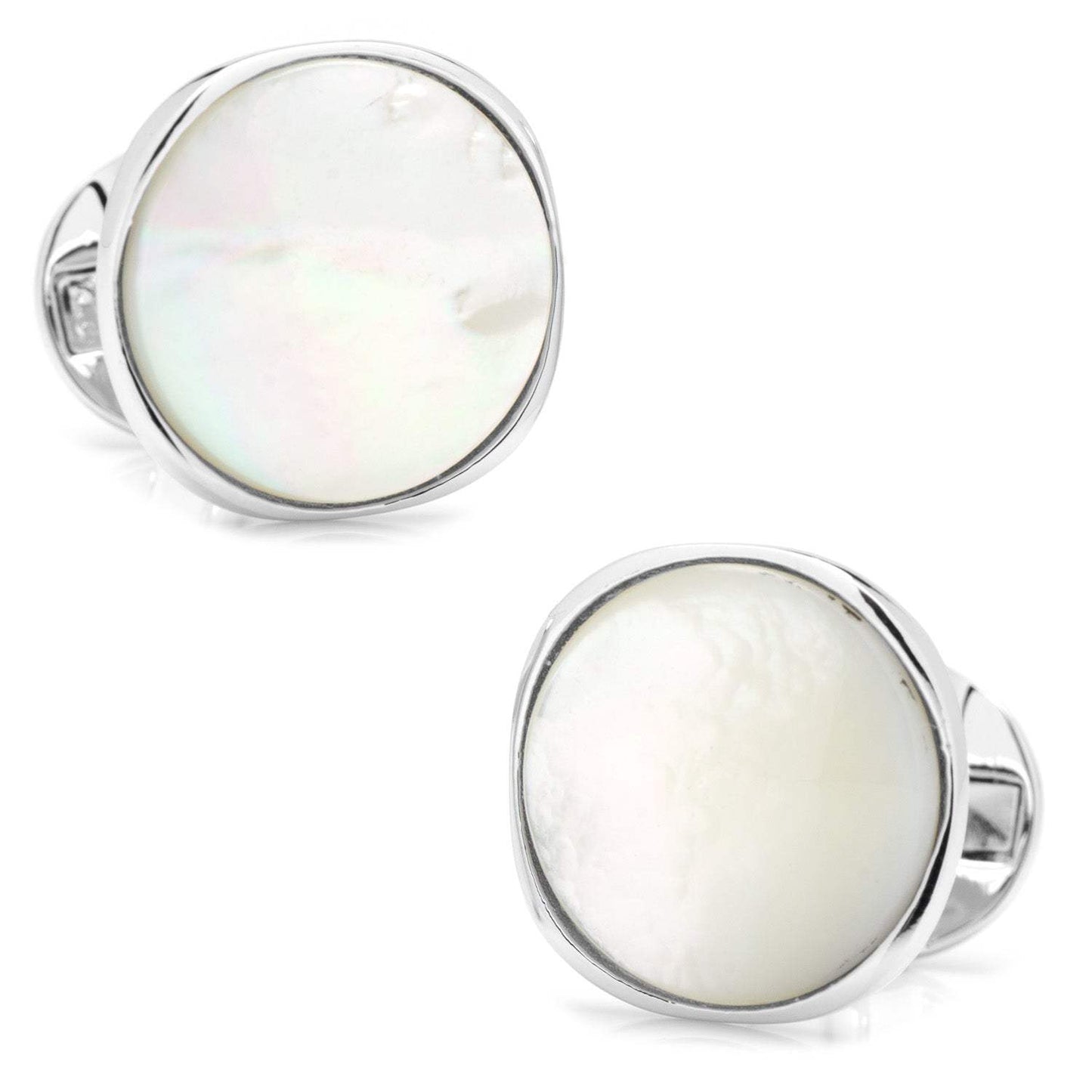 Sterling Silver Classic Formal Mother of Pearl Cufflinks - Cufflinks.com - Flyclothing LLC