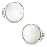 Sterling Silver Classic Formal Mother of Pearl Cufflinks - Cufflinks.com - Flyclothing LLC