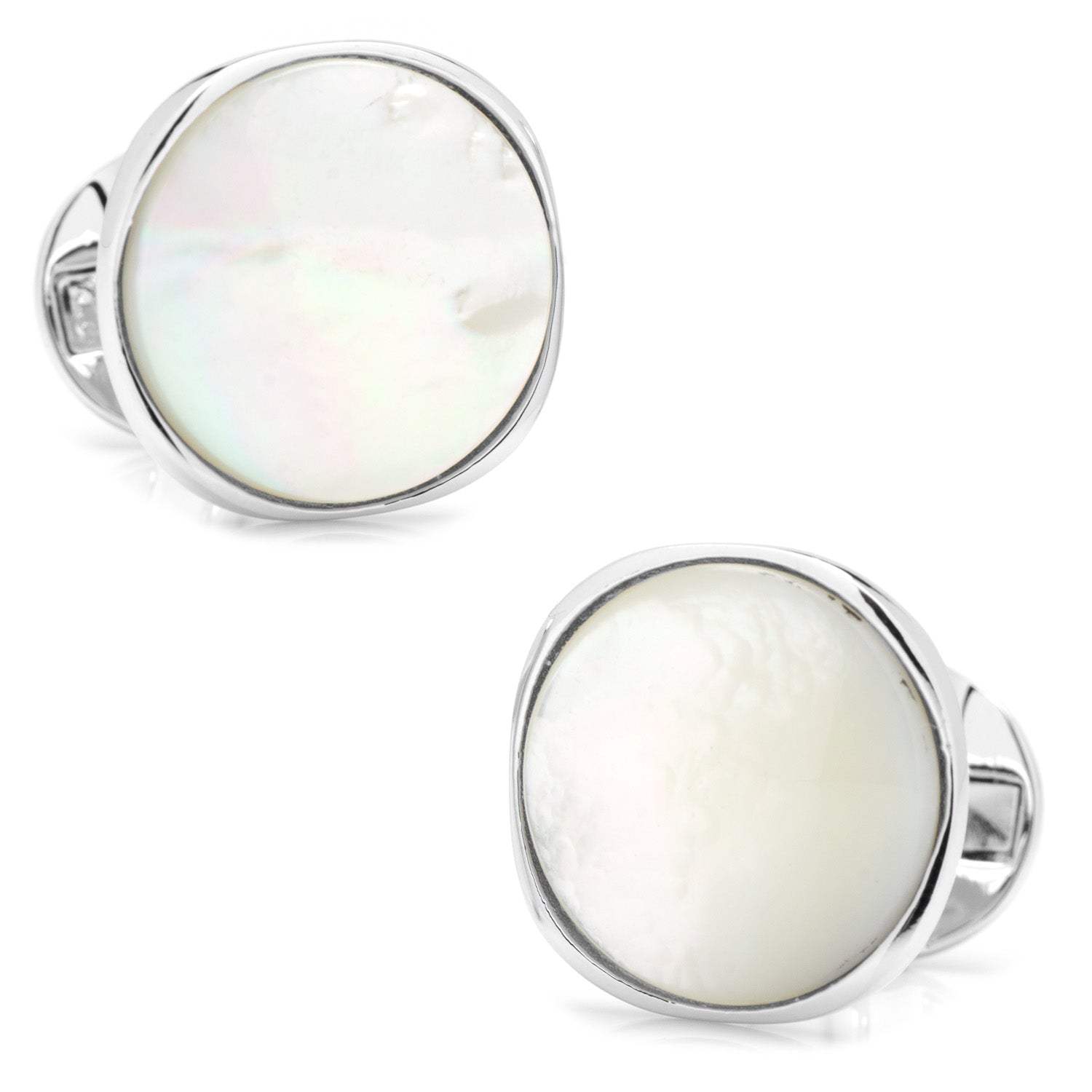 Sterling Silver Classic Formal Mother of Pearl Cufflinks - Cufflinks.com - Flyclothing LLC