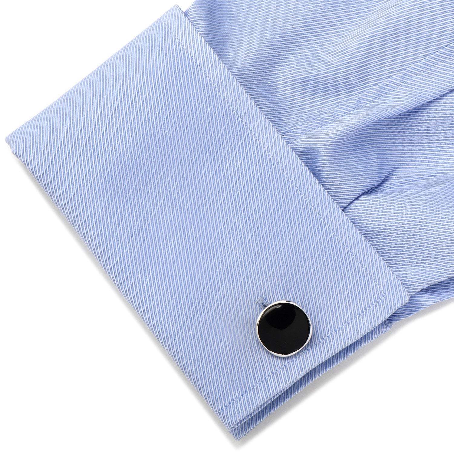Sterling Silver Classic Formal Onyx Cufflinks - Cufflinks.com - Flyclothing LLC