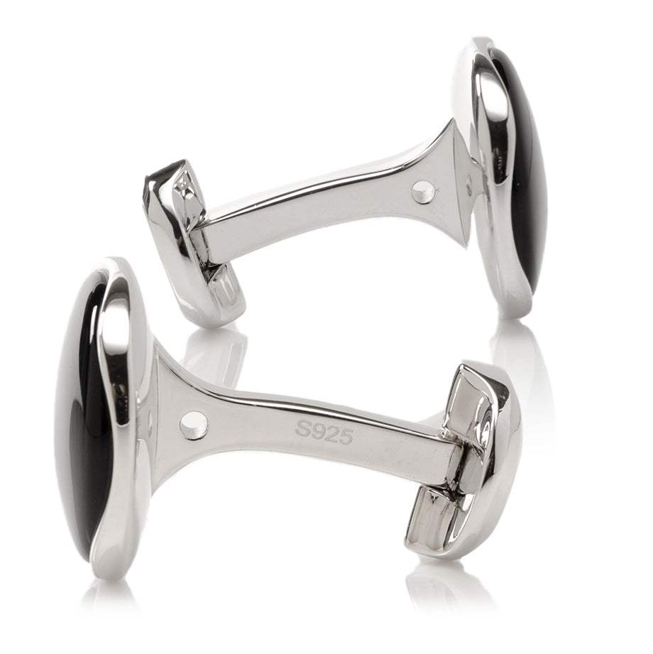 Sterling Silver Classic Formal Onyx Cufflinks - Cufflinks.com - Flyclothing LLC