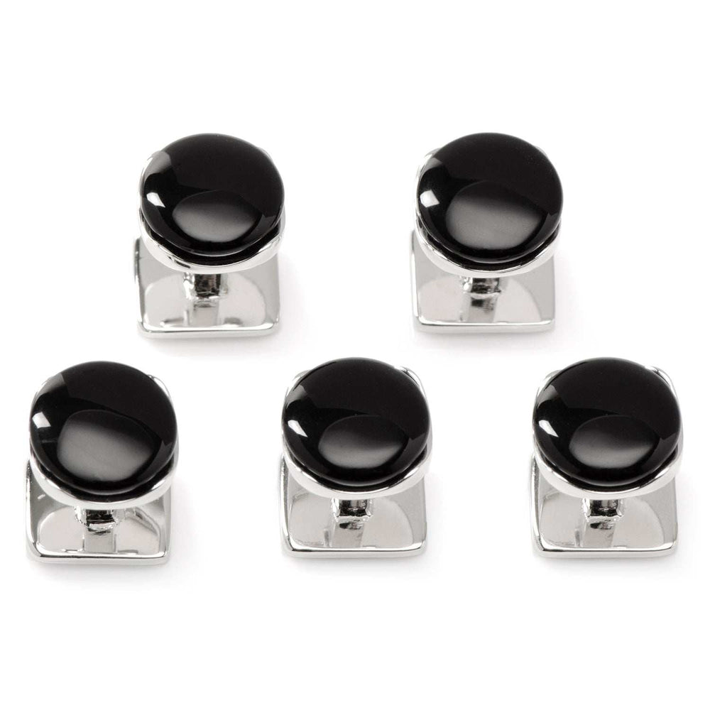 Sterling Silver Classic Formal Onyx 5-Stud Set - Cufflinks.com - Flyclothing LLC