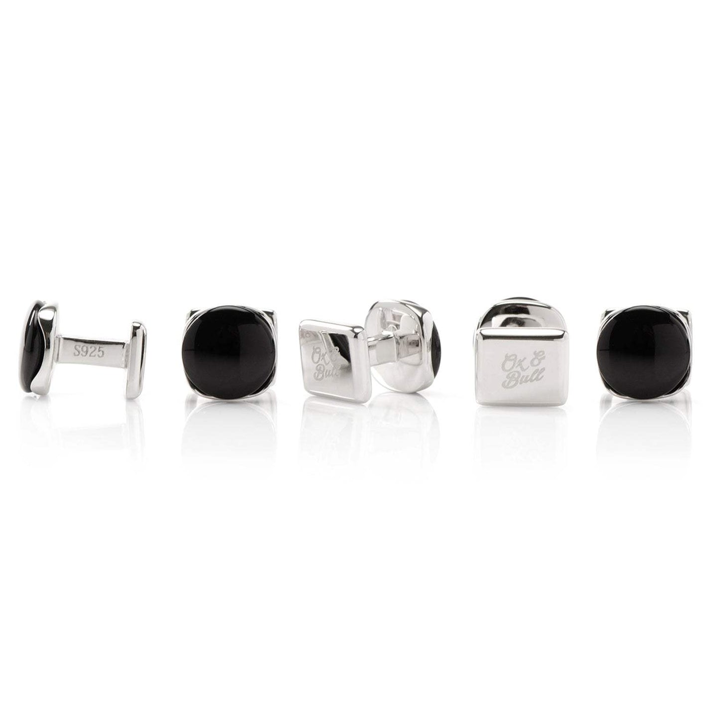 Sterling Silver Classic Formal Black Onyx 5-Studs - Cufflinks.com - Flyclothing LLC