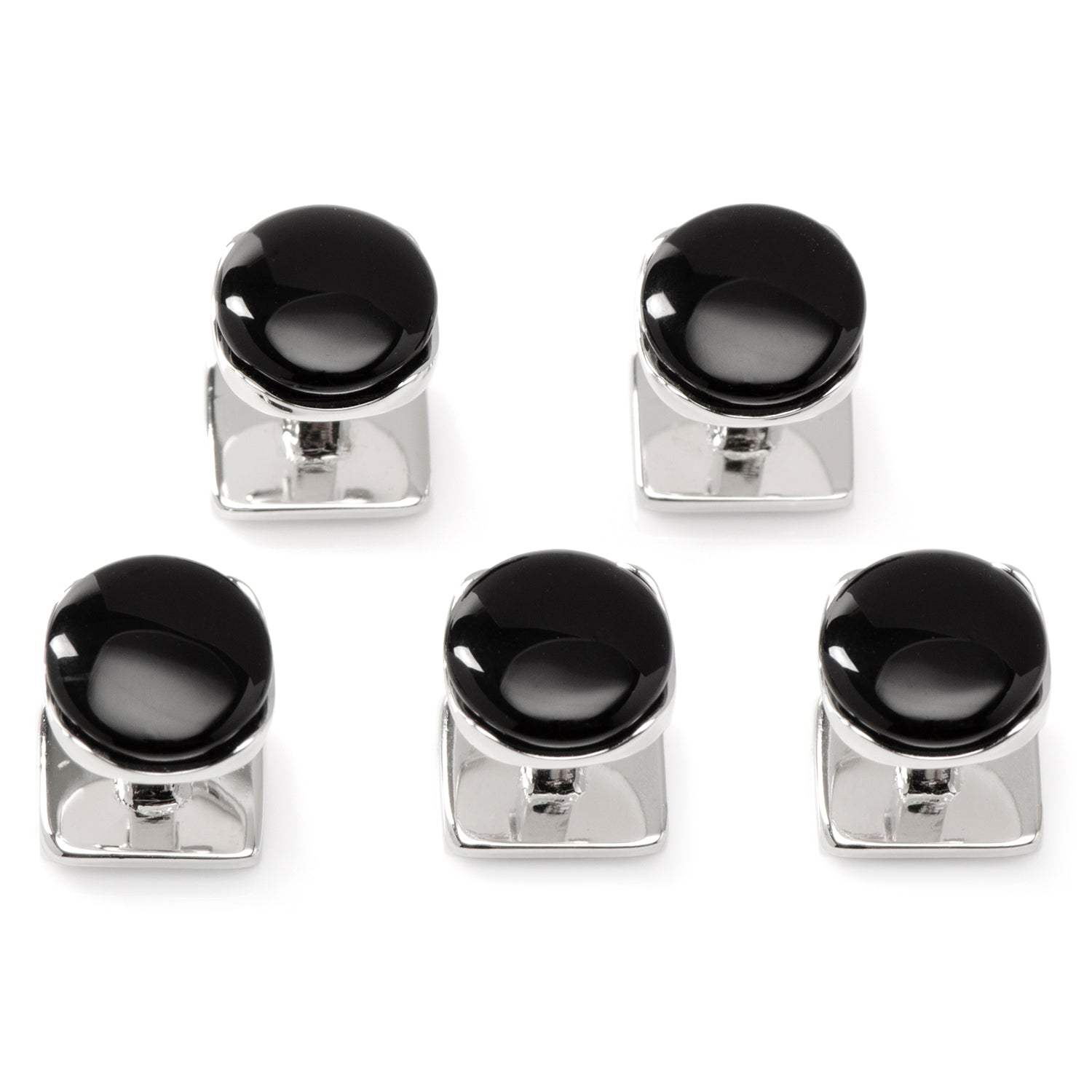 Sterling Silver Classic Formal Black Onyx 5-Studs - Cufflinks.com - Flyclothing LLC