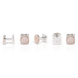 Sterling Silver Classic Formal Pink Mother of Pearl 5-Stud Set - Cufflinks.com - Flyclothing LLC
