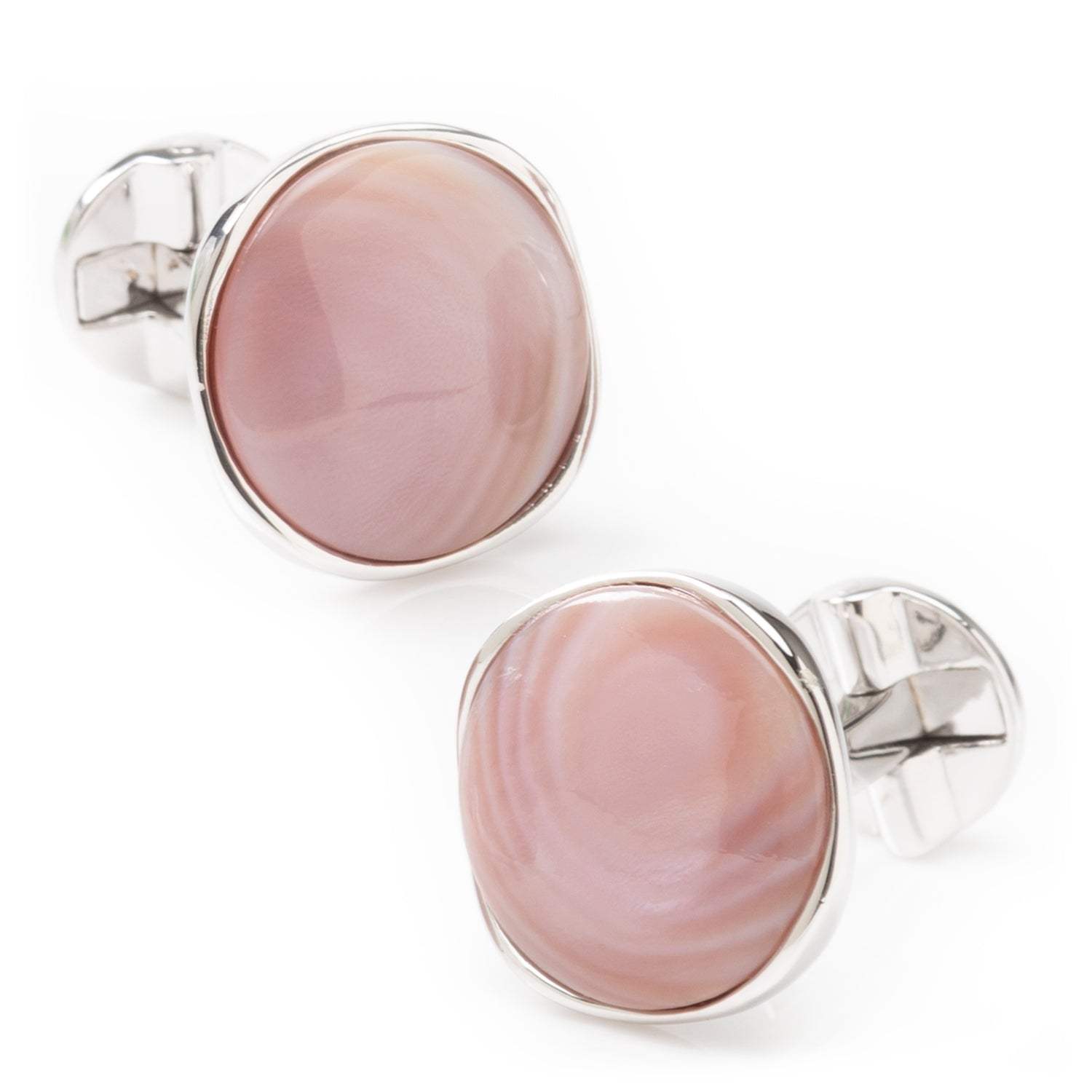 Sterling Silver Classic Formal Pink Mother of Pearl 5-Stud Set - Cufflinks.com - Flyclothing LLC