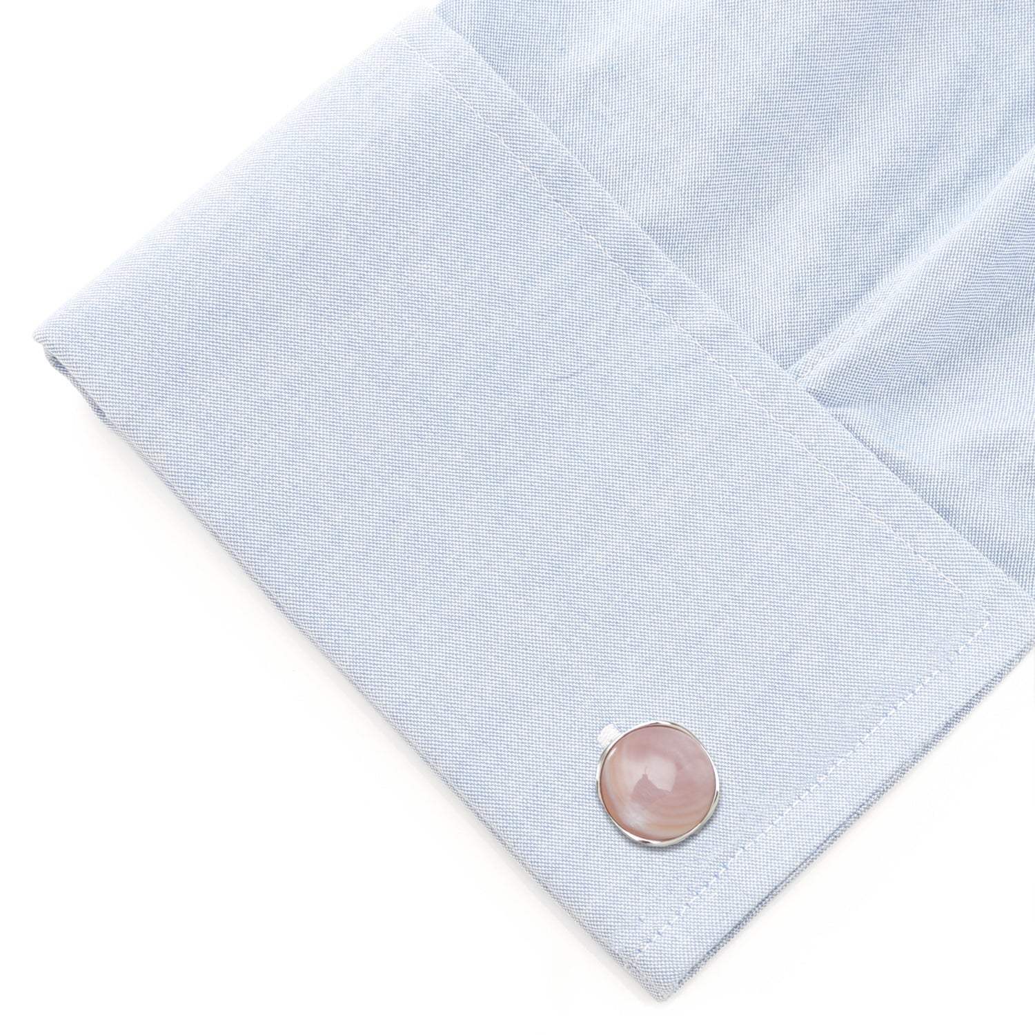 Sterling Silver Classic Formal Pink Mother of Pearl 5-Stud Set - Cufflinks.com - Flyclothing LLC
