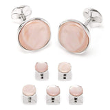 Sterling Silver Classic Formal Pink Mother of Pearl 5-Stud Set - Cufflinks.com - Flyclothing LLC