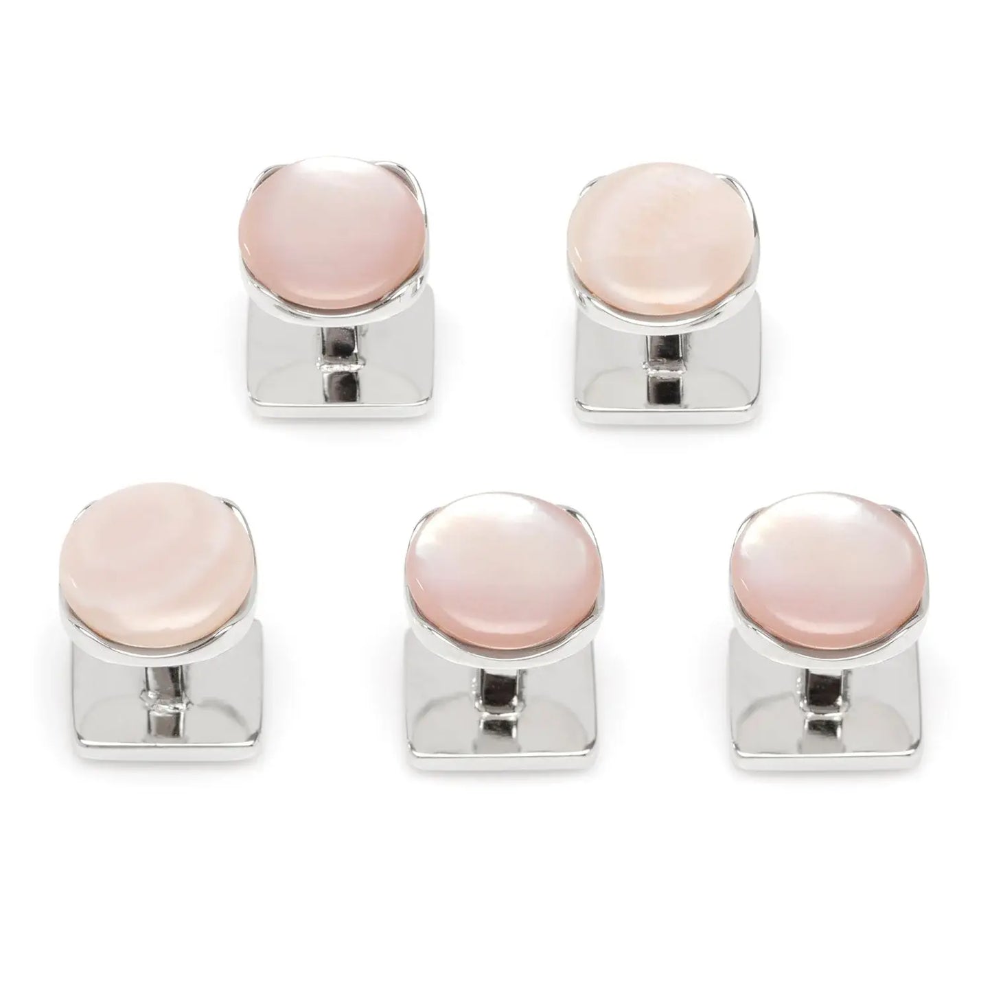 Sterling Silver Classic Formal Pink Mother of Pearl 5-Studs - Cufflinks.com - Flyclothing LLC