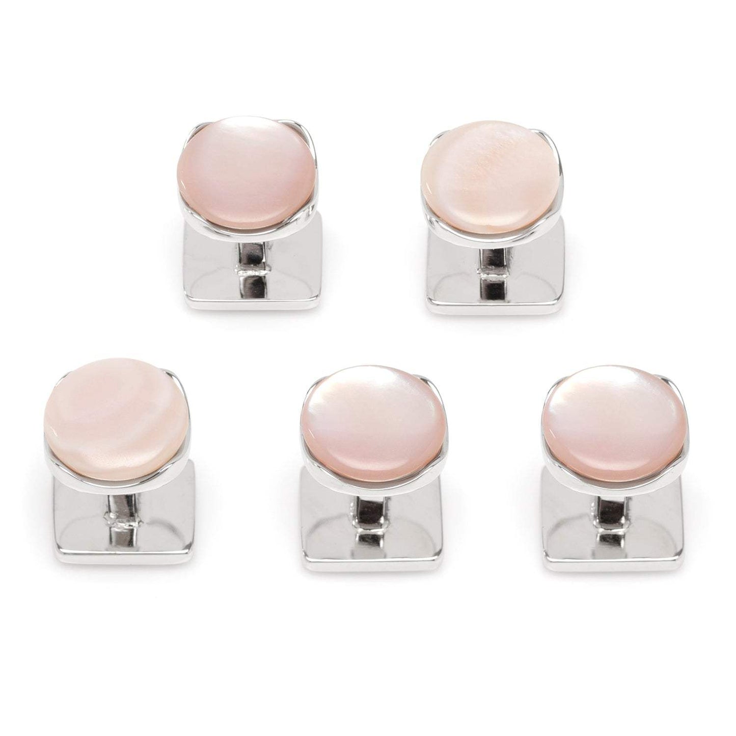 Sterling Silver Classic Formal Pink Mother of Pearl 5-Studs - Cufflinks.com - Flyclothing LLC