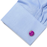 Sterling Silver Classic Round Sugilite Nebula Cufflinks - Cufflinks.com - Flyclothing LLC