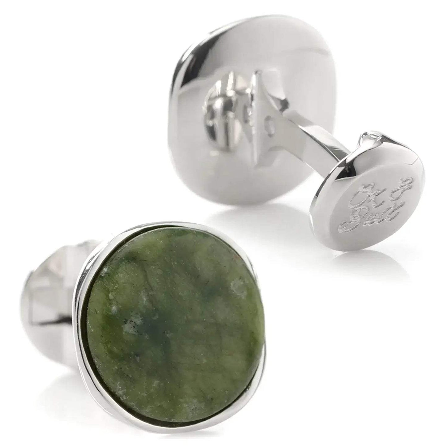 Seraphinite Stone Sterling Silver Cufflinks - Cufflinks.com - Flyclothing LLC