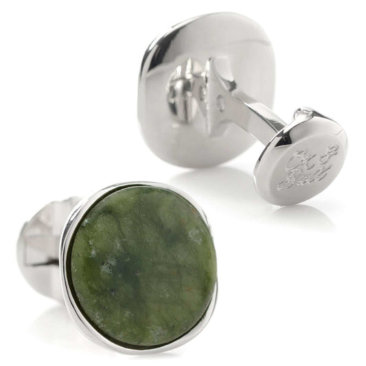 Seraphinite Stone Sterling Silver Cufflinks - Cufflinks.com - Flyclothing LLC