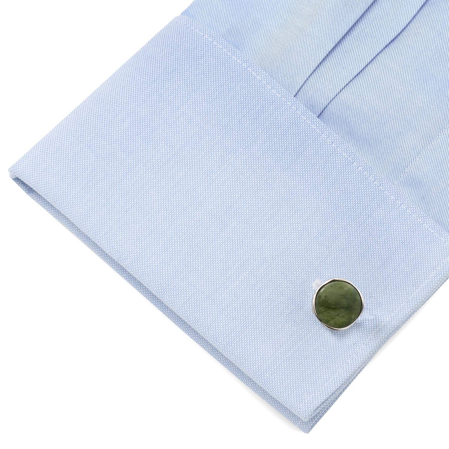 Seraphinite Stone Sterling Silver Cufflinks - Cufflinks.com - Flyclothing LLC