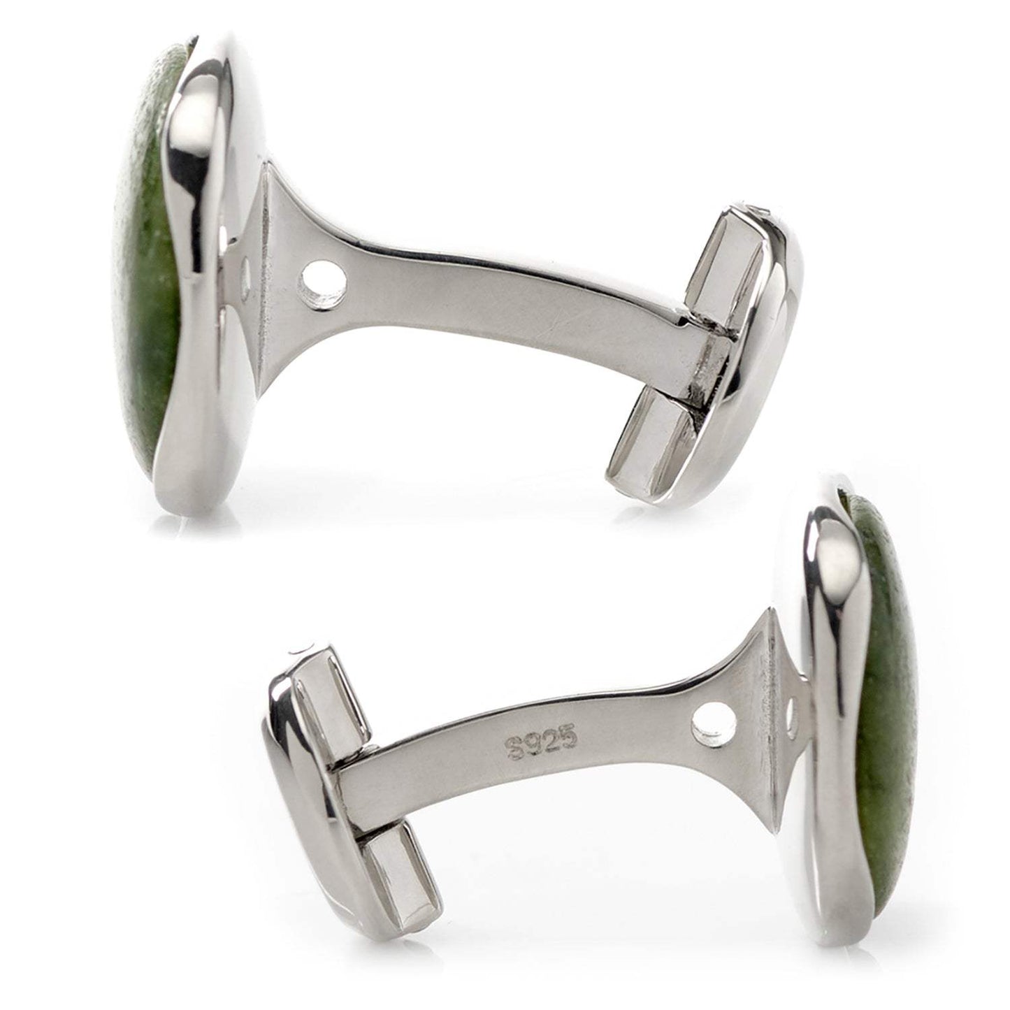 Seraphinite Stone Sterling Silver Cufflinks - Cufflinks.com - Flyclothing LLC