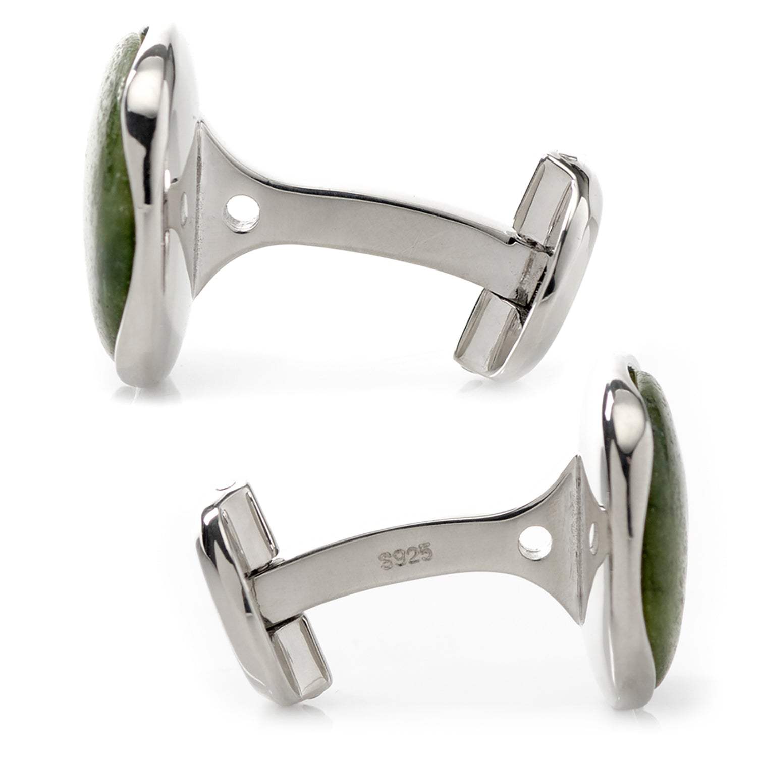 Seraphinite Stone Sterling Silver Cufflinks - Cufflinks.com - Flyclothing LLC