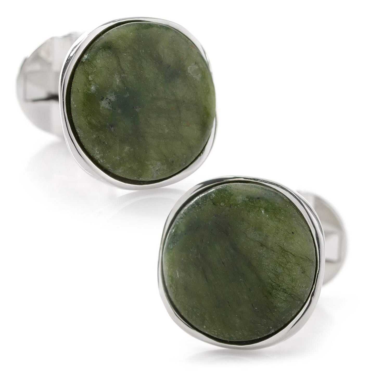 Seraphinite Stone Sterling Silver Cufflinks - Cufflinks.com - Flyclothing LLC