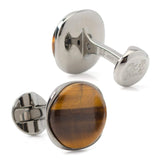 Sterling Silver Formal Tigers Eye Gunmetal Cufflinks - Cufflinks.com - Flyclothing LLC