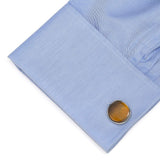 Sterling Silver Formal Tigers Eye Gunmetal Cufflinks - Cufflinks.com - Flyclothing LLC