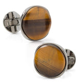 Sterling Silver Formal Tigers Eye Gunmetal Cufflinks - Cufflinks.com - Flyclothing LLC