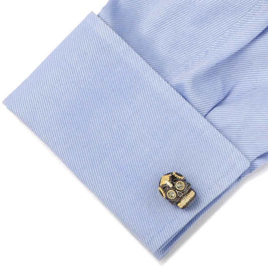 Black and Gold Vermeil Day of the Dead Skull Cufflinks - Cufflinks.com - Flyclothing LLC