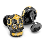 Sterling Silver Black and 18K Gold Vermeil Day of the Dead Skull Cufflinks - Cufflinks.com - Flyclothing LLC
