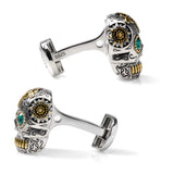 Sterling Silver with 18K Gold Vermeil Day of the Dead Skull Cufflinks - Cufflinks.com - Flyclothing LLC