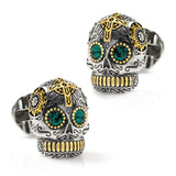 Sterling Silver with 18K Gold Vermeil Day of the Dead Skull Cufflinks - Cufflinks.com - Flyclothing LLC