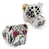 Sterling Silver with 14k Gold Vermeil Accent English Bulldog Cufflinks - Cufflinks.com - Flyclothing LLC