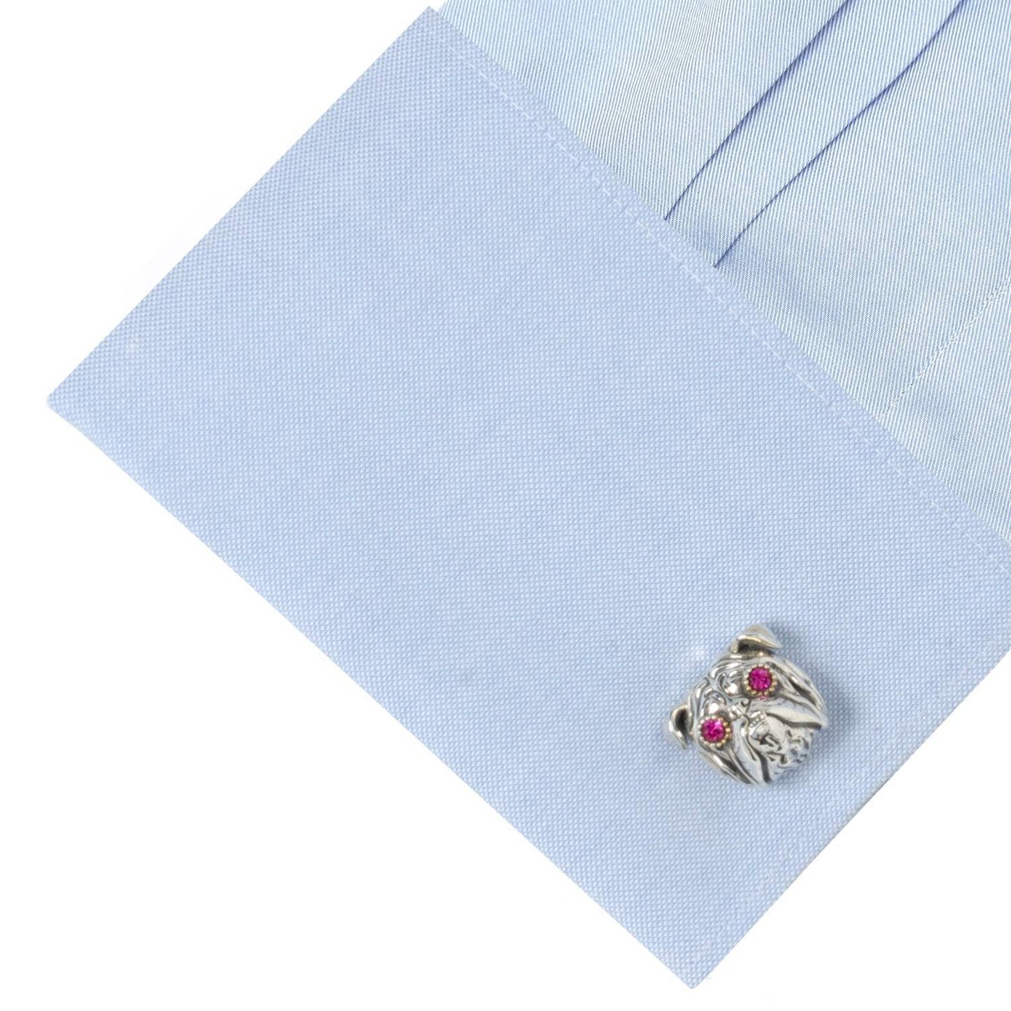 Sterling Silver with 14k Gold Vermeil Accent English Bulldog Cufflinks - Cufflinks.com - Flyclothing LLC