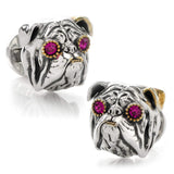 Sterling Silver with 14k Gold Vermeil Accent English Bulldog Cufflinks - Cufflinks.com - Flyclothing LLC