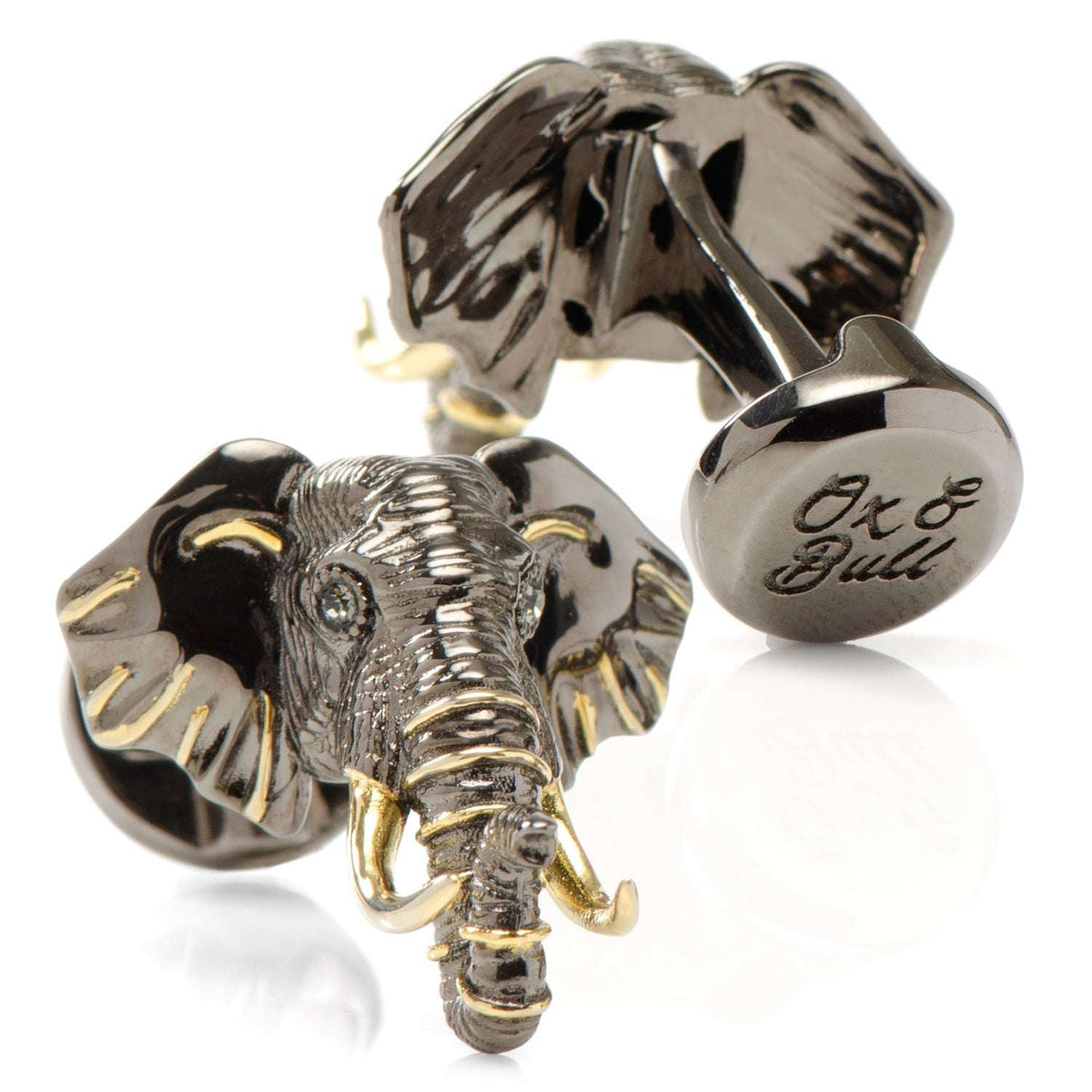 Sterling Silver and 14K Gold Vermeil Elephant Cufflinks - Cufflinks.com - Flyclothing LLC