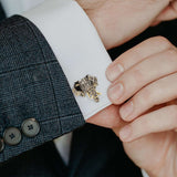 Sterling Silver and 14K Gold Vermeil Elephant Cufflinks - Cufflinks.com - Flyclothing LLC