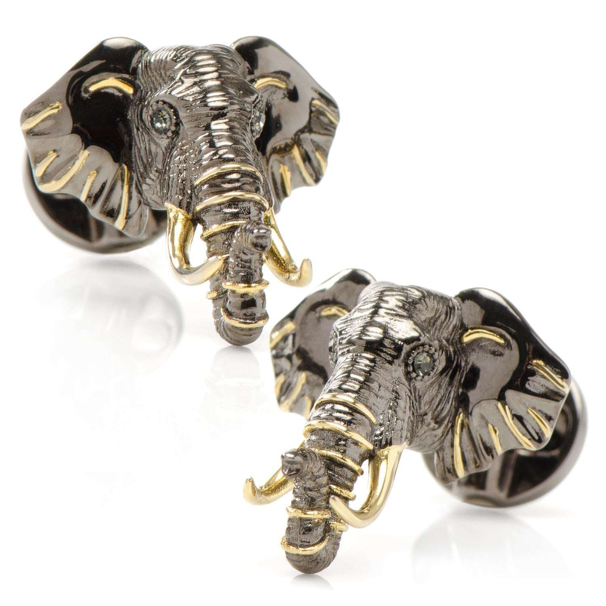 Sterling Silver and 14K Gold Vermeil Elephant Cufflinks - Cufflinks.com - Flyclothing LLC